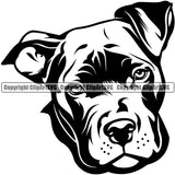 Pit Bull Dog Head Design Cute Face Animal Puppy Pup Head Purebred Pedigree Canine K-9 K9 Animal Portrait Doggy Clipart SVG