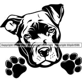 Pit Bull Dog Peeking Design Element Puppy Head Purebred Pedigree Canine K9 Animal Portrait Doggy Body Face Vector Clipart SVG Cute