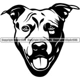 Pit Bull Dog Smile Face Design Puppy Pup Head Purebred Pedigree Canine K-9 K9 Animal Portrait Doggy Vector Clipart SVG