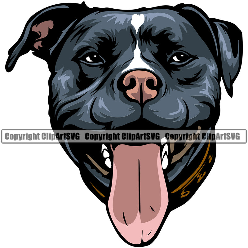 Pit Bull Dog Blue Color Design Happy Smile Face Purebred Pedigree Canine K-9 K9 Animal Portrait Doggy Puppy Cute Clipart SVG