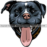 Pit Bull Dog Blue Color Design Happy Smile Face Purebred Pedigree Canine K-9 K9 Animal Portrait Doggy Puppy Cute Clipart SVG