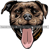Pit Bull Dog Brindle Color Design Purebred Pedigree Canine K-9 K9 Animal Portrait Doggy Face Cute Vector Clipart SVG