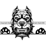 Pit Bull Dog Peeking Angry Face Design Puppy Pup Head Purebred Pedigree Canine K-9 K9 Animal Portrait Doggy Face Vector Clipart SVG