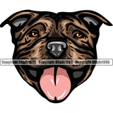 Pit Bull Dog Design Brindle Color Head Purebred Pedigree Canine K-9 K9 Animal Portrait Doggy Face Cute Body Vector Clipart SVG