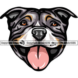 Pit Bull Dog Happy Smile Face Design Happy Smile Face Head Purebred Pedigree Canine K-9 K9 Animal Portrait Doggy Face Cute Body Vector Clipart SVG