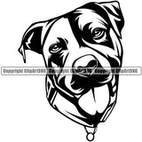 Pit Bull Dog Smile Face Head Purebred Pedigree Canine K-9 K9 Animal Portrait Doggy Face Cute Puppy Clipart SVG