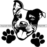 Pit Bull Dog Peeking Design Smile Face  Puppy Pup Head Purebred Pedigree Canine K-9 K9 Animal Portrait Doggy Happy Clipart SVG