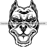 Pit Bull Dog Mascot With Collar Design Element Angry Face Teeth Puppy Head Purebred Pedigree Canine K9 Animal Portrait Doggy Face Cute Vector Clipart SVG