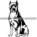 Pit Bull Dog Sitting Position Design Element  Puppy Pup Head Purebred Pedigree Canine K-9 K9 Animal Portrait Doggy Face Body Clipart SVG