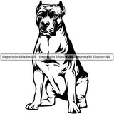 Pit Bull Sitting Dog Design  Puppy Pup Head Purebred Pedigree Canine K-9 K9 Animal Portrait Doggy Face Body Clipart SVG