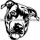 Pit Bull Happy Face Dog  Puppy Pup Head Purebred Pedigree Canine K-9 K9 Animal Portrait Doggy Face Body Clipart SVG