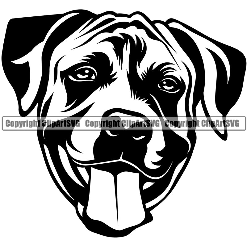 Pitt Bull Happy Face Smile Design  Puppy Pup Head Purebred Pedigree Canine K-9 K9 Animal Portrait Doggy Face Clipart SVG