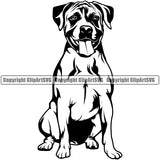 Pit Bull Dog Sitting Position Happy Face Design Element  Puppy Pup Head Purebred Pedigree Canine K-9 K9 Animal Portrait Doggy Vector Clipart SVG