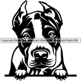 Pit Bull Dog Head Black Color Design Puppy Pup Head Purebred Pedigree Canine K-9 K9 Animal Portrait Doggy Face Cute Vector Clipart SVG