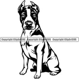 Pit Bull Dog Design Sitting Design Element Puppy Pup Head Purebred Pedigree Canine K-9 K9 Animal Portrait Doggy Face Cute Vector Clipart SVG