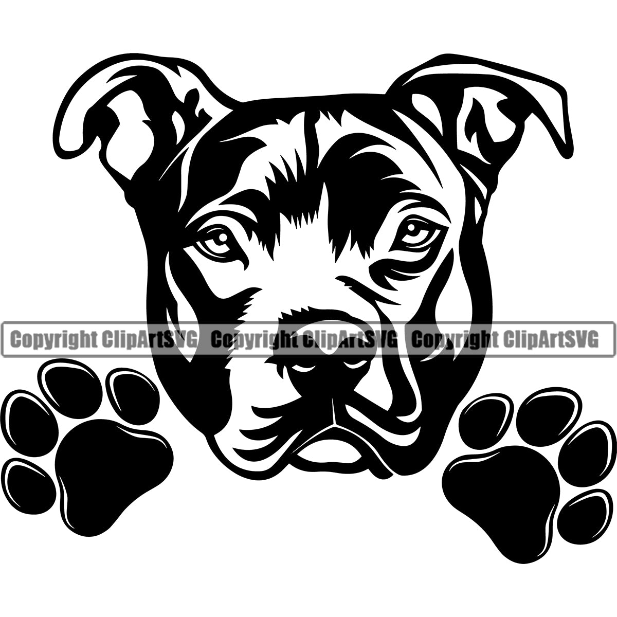 Pit Bull Dog Peeking Design Element Puppy Pup Head Purebred Canine K-9 ...