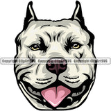 Pit Bull Dog Color Head Design Element Puppy Pup Head Purebred Canine K-9 K9 Animal Doggy Face Cute Pedigree Portrait Vector Clipart SVG