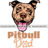 Pit Bull Dad Dog Color Design Element Puppy Pup Head Purebred Pedigree Canine K-9 K9 Animal Portrait Doggy Face Vector Clipart SVG