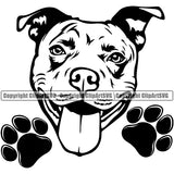 Pit Bull Dog Smile Face Design Puppy Pup Head Purebred Canine K-9 K9 Animal Portrait Doggy Face Vector Pedigree Clipart SVG