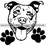 Pit Bull Dog Peeking Design Happy Smile Face Puppy Pup Head Purebred Pedigree Canine K-9 K9 Animal Portrait Doggy Vector Clipart SVG