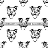 Pit Bull Dog Seamless Design Element  Puppy Pup Head Purebred Pedigree Canine K-9 K9 Animal Portrait Doggy Vector Clipart SVG