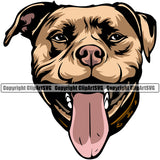 Pit Bull Dog Angry Face Design Color Head  Puppy Pup Head Purebred Pedigree K-9 K9 Animal Portrait Doggy Vector Canine Clipart SVG