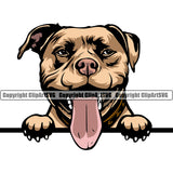 Pit Bull Dog Peeking Design Color Head Smile Face  Puppy Pup Head Purebred Pedigree Canine K-9 K9 Animal Portrait Doggy Vector Clipart SVG