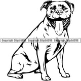 Pit Bull Dog Sitting Design Smile Face Animal Body  Puppy Pup Head  Pedigree K-9 K9 Animal Portrait Doggy Canine Purebred Clipart SVG