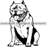 Pit Bull Dog Smile Face Design Sitting Position  Puppy Pup Head Purebred Pedigree Canine K-9 K9 Animal Portrait Doggy Clipart SVG