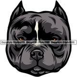 Pit Bull Dog Black Color Head Design Smile Face Animal  Puppy Pup Head Purebred Pedigree Canine K-9 K9 Animal Portrait Doggy Vector Clipart SVG
