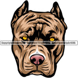 Pit Bull Dog Color Head Design Color Face  Puppy Pup Head Purebred Pedigree Canine K-9 K9 Animal Portrait Doggy Vector Clipart SVG