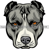 Pit Bull Dog Color Head Design Element Angry Face  Puppy Pup Head Purebred Pedigree Canine K-9 K9 Animal Portrait Doggy Vector Clipart SVG