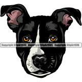 Pit Bull Dog Color Head Design Angry Face  Puppy Pup Head Purebred Pedigree Canine K-9 K9 Animal Portrait Doggy Vector Clipart SVG