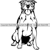 Pit Bull Dog Sitting Design Element Puppy Pup Head Purebred Pedigree Canine K-9 K9 Animal Portrait Doggy Smile Face Body Clipart SVG