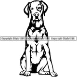 Pointer Dog Sitting Design Cute Animal Puppy Pup Head Purebred Pedigree Canine K-9 K9 Animal Portrait Doggy Face Cute Vector Clipart SVG