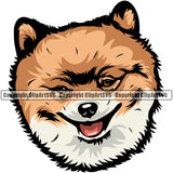 Pomeranian Dog Color Head Design Happy Smile Face  Puppy Pup Head Purebred Pedigree Canine K-9 K9 Animal Portrait Doggy Vector Clipart SVG