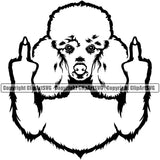 Poodle Dog Middle Finger Hand Sign Design Puppy Pup Head Purebred Pedigree Canine K-9 K9 Portrait Doggy Face Cute Animal Clipart SVG