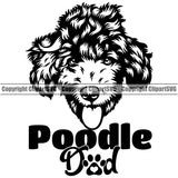 Poodle Dog Dad Design Animal Head Design Puppy Pup Head Purebred Pedigree Canine K9 Portrait Doggy Long Hair Design Vector Clipart SVG