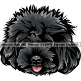 Poodle Dog Smile Face Design Black Color Animal Head Puppy Pup Head Purebred Pedigree Canine K-9 K9 Animal Portrait Doggy Face Clipart SVG