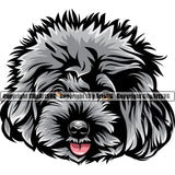 Poodle Dog Head Color Silver Design Element Puppy Pup Head Purebred Pedigree Canine K-9 K9 Portrait Doggy Face Cute Body Clipart SVG