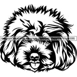 Poodle Dog Head Design Smile Face Animal Puppy Pup Head Purebred Pedigree Canine K-9 K9 Animal Portrait Doggy Vector Clipart SVG
