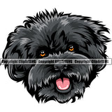 Poodle Dog Black Color Head Smile Face Puppy Pup Head Purebred Pedigree Canine K-9 K9 Animal Portrait Doggy Vector Clipart SVG