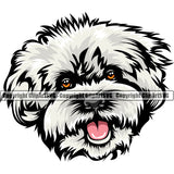 Poodle Dog White Color Design Element Puppy Pup Head Purebred Pedigree Canine K-9 K9 Animal Portrait Doggy Face Smile Vector Clipart SVG