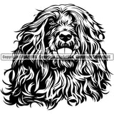 Portuguese Water Dog Head Design Smile Face Puppy Pup Head Purebred Pedigree Canine K-9 K9 Animal Portrait Doggy Vector Clipart SVG