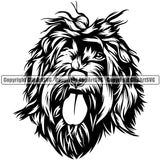 Portuguese Water Dog Head Design Element Puppy Pup Head Purebred Pedigree K-9 K9 Animal Portrait Doggy Face Canine Vector Clipart SVG