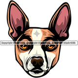 Rat Terrier Color Head Dog Animal Face Design Puppy Pup Head Purebred Pedigree Canine K-9 K9 Animal Portrait Doggy Face Cute Vector Clipart SVG