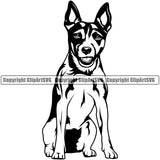 Rat Terrier Dog Sitting Position Design Smile Face Puppy Pup Head Purebred Pedigree Canine K-9 K9 Animal Portrait Doggy Vector Clipart SVG