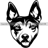 Rat Terrier Dog Smile Face Design Puppy Pup Head Purebred Pedigree Canine K-9 K9 Animal Portrait Doggy Face Cute Vector Clipart SVG