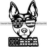 Rat Terrier Dog Wearing Sunglasses Smile Face Design Puppy Pup Head Purebred Pedigree Canine K-9 K9 Animal Portrait Doggy Face Cute Vector Clipart SVG