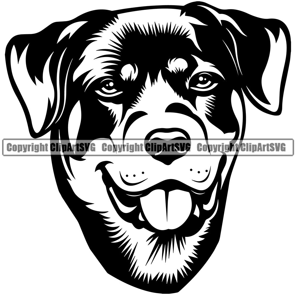 Rottweiler Dog Smile Face Design Puppy Pup Head K9 Animal Portrait ...